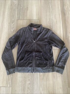 Vintage Juicy Couture Women’s Black Velour Zip-Up Jacket